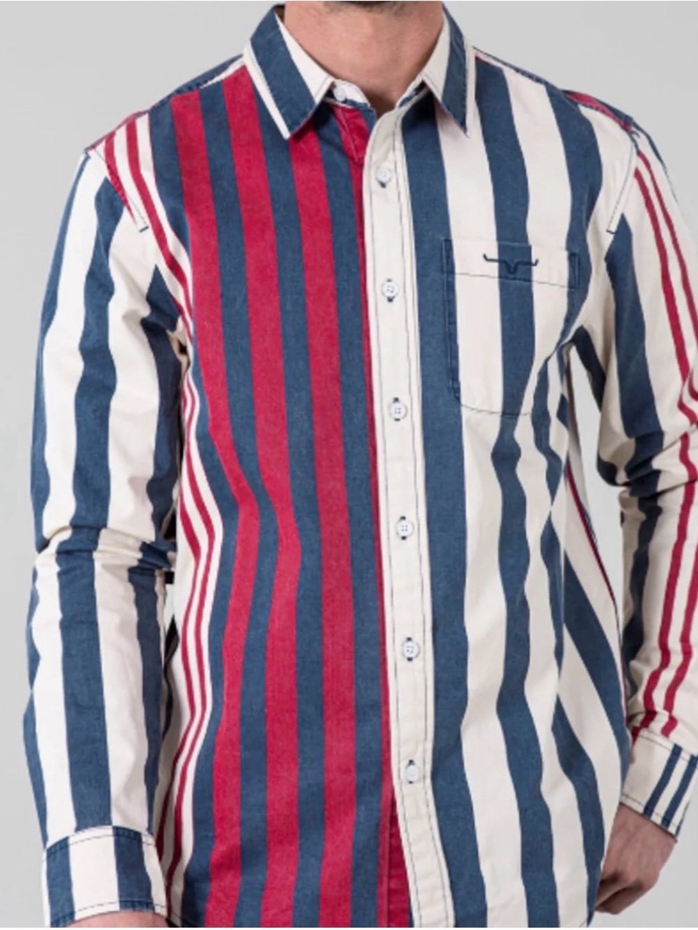 Kimes Ranch Vertical Stripe Button-Down in Red, Navy & Cream